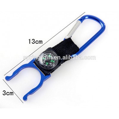 Aluminium carabiner Water kettle bottle hook short polyester lanyard hanger with bottle holder