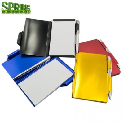 Pocket Notepad Box Convenient Aluminum Note Case with Pen Holder