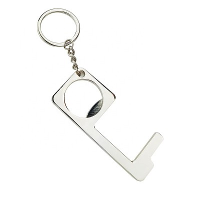 Custom Contactless Touchless Brass Hygiene Hand Door Open Keychain  Brass colour Antimicrobial bottle Opener