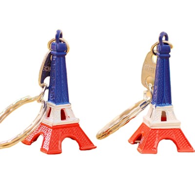 New  france flag design Eiffel Tower keychain  La tour france craft 3 colours in 1 key chain