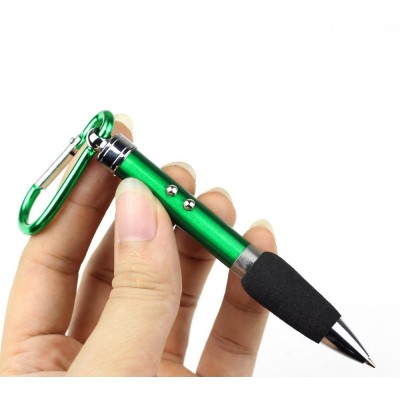 Promotional light Laser Pointer sponge Led ball point pen multifunction  laser pen with carabiner