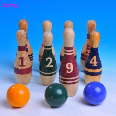 Children sport toys Wooden Lawn Bowling /house bowling balls ball (10pin+2ball)