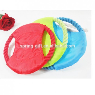 Fashion Dog training bite rope plate /outdoor play cloth flying disc/ customize Pet cotton rope  canvas dish frisbe